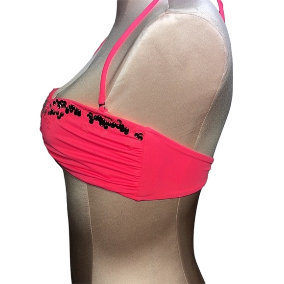 Victoria’s Secret hot pink bikini top with sequins. Size M - Picture 5 of 7